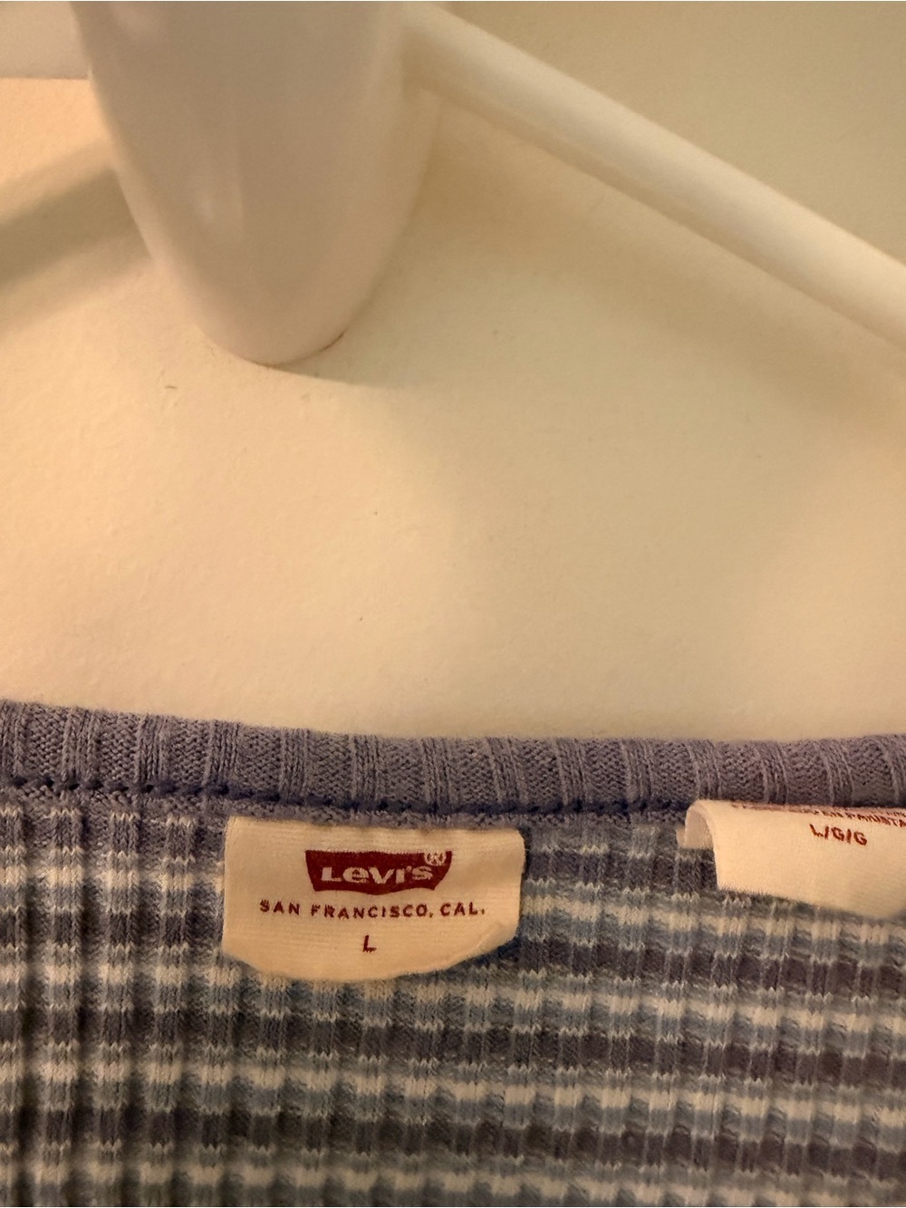 Levi's Lavender and Light Blue Plaid Ribbed Top